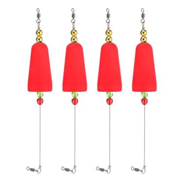 Imagem de PATIKIL Boias de pesca de 24 cm, pacote com 4 boias cônicas, boias flutuantes, boias pesadas, equipamentos de pesca com contas de cobre para equipamento de pesca em água salgada em água doce, vermelho