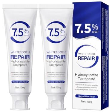 Imagem de Pasta de dente de hidroxiapatita para dentes sensíveis - sem flúor, proteção de esmalte e fortalecimento dental, auxilia na saúde bucal e hálito fresco - 120 g/tubo (2 peças)