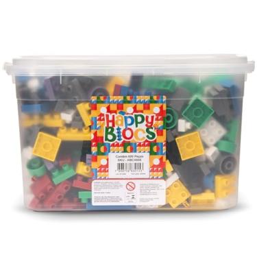 Imagem de Blocos de Montar Infantil Happy Blocs Caixa com 600pçs Educativas