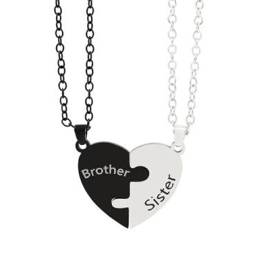 Imagem de FORUBUS Conjunto de 2 colares com pingente de coração para a família – colares combinando para mãe e filho, pai e filha ou irmão e irmã, Medium, Aço inoxidável, Sem Pedra Preciosa