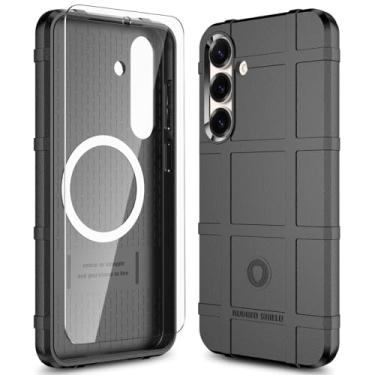 Imagem de LABILUS Rugged Shield Capa protetora tática magnética à prova de quedas de 2,4 m TPU grossa para MagSafe compatível com Galaxy S25+ (6,7 polegadas) - Preto escuro