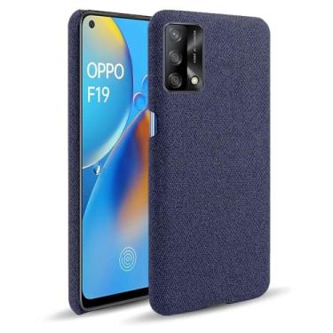 Imagem de Capa para OPPO A74 4G,Capa desenhada em lona,Case Protetora Ultrafina com Empunhadura Macia,Design em Tecido Antichoque e Antiarranhões-Blue