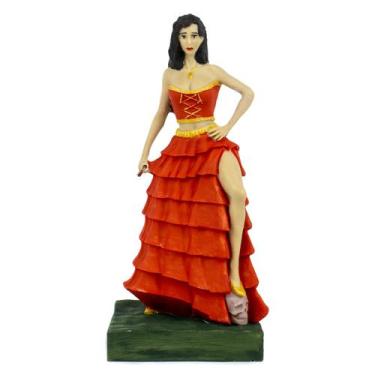 Imagem de Escultura Pomba Gira Vermelha 24 cm Crânio Resina - Lua Mística - 100%