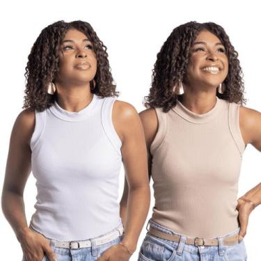 Imagem de Regata canelada Kit 2 feminina Casual Verão Justinha do PP ao GG - DI 