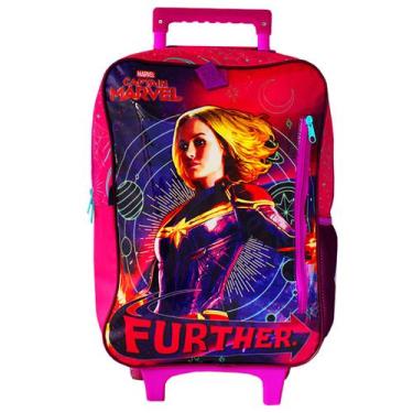 Imagem de Mochila Escolar Rodinhas Capitã Marvel Vingadores Further - Dermiwil, 