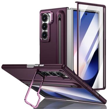 Imagem de FWYANZH Capa para Samsung Galaxy Z Fold 6, protetor de tela integrado, suporte de câmera, capa para PC com suporte para S-Pen, capa à prova de choque com tudo incluído, vermelha, dobra 6