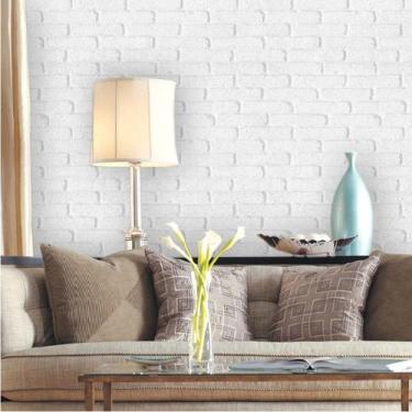 Imagem de Papel de Parede Tijolinho Branco e Cinza - Inove Papéis de Parede 