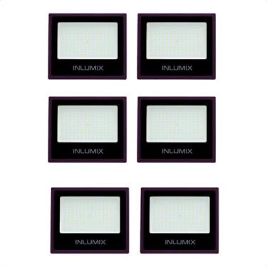 Imagem de Kit 6 Refletor Inlumix Led TR Slim 100W 6500K Preto Bivolt