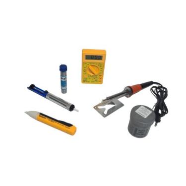 Imagem de Kit Ferro Solda 40w 220v Multimetro Amarelo Caneta Estanho Pasta Sugad