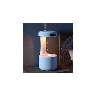 Imagem de Umidificador de Ar Decorativo com Efeito Gotas, Gravidade, Rel?gio Digital LED, Luz Noturna, Silencioso, Porta USB, Branco
