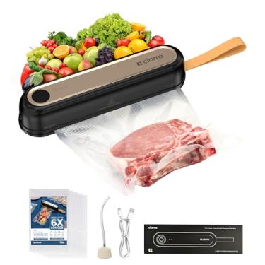 Imagem de CIARRA Seladora a vácuo portátil – Máquina portátil de preservação de alimentos com 3 modos, sistema compacto de vedação automática para alimentos secos e úmidos (seladora a vácuo + 5 sacos de vedação