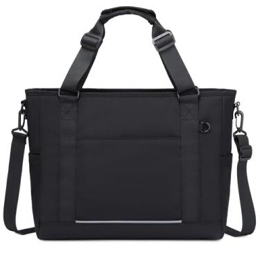 Imagem de mygreen Bolsa para laptop, bolsa mensageiro de tamanho médio para professores com capa acolchoada para laptop de 15,6 polegadas, Preto, Medium, Bolsa feminina para laptop de 15 polegadas