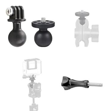 Imagem de Adaptador de montagem esférica de 2,54 cm, com pino rosqueado de 0,6 cm - 20, com soquete duplo para Insta360 One X3, X2, X, R, RS, GO 2, GoPro Succession, compatível com suportes de cabeça esférica