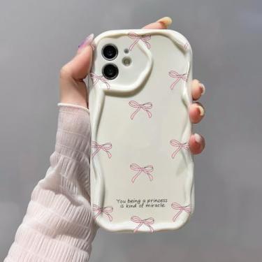 Imagem de Capa de celular com nó de laço rosa para iPhone 11, 15, 12, 13, 14 Pro Max, X, XS, XR, 7, 8 Plus, capa de TPU macia e transparente com bordas curvas e onduladas 3D, 02RF16, para iPhone XR