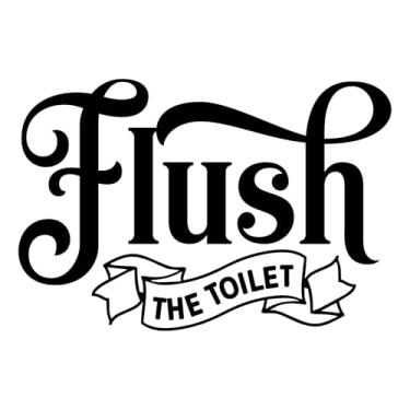 Imagem de Adesivo impermeável com citação Flush The WC, decoração de decalque de vinil de banheiro, decoração de espelho, decalque de tampa de vaso sanitário, arte de parede doméstica, placa de porta preta