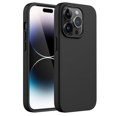 Imagem de JETech Capa de Silicone para iPhone 14 Pro 6,1 Polegadas, Case Protetora para Corpo Inteiro com Toque Suave e Sedoso, Capinha à Prova de Choque com Forro de Microfibra (Preto)
