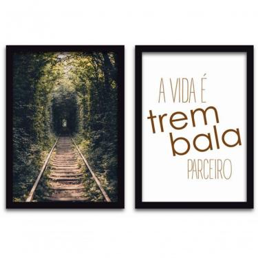 Imagem de Conjunto Quadros Decorativos 2 peças MDF 20x30 Trem bala