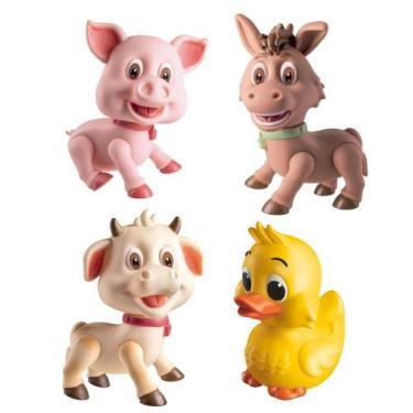 Imagem de Kit 4 Animais Da Fazenda Grande Em Vinil Macio 21cm Brinquedo Infantil