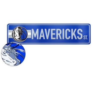 Imagem de Rico Industries NBA Basketball Dallas Mavericks Placa de rua acrílica corte a laser padrão 8,9 cm x 36,2 cm decoração de casa - quarto - escritório - caverna masculina