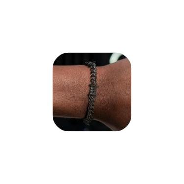 Imagem de ChainsHouse Pulseira de arame farpado, pulseira de corrente de elos cubanos para homens, corrente de mão gótica punk espinhos de aço inoxidável, joias hip hop, 5/7/9/12 mm de largura, 17,8 a 21 cm de