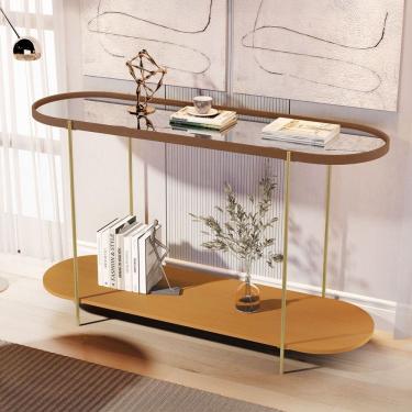 Imagem de Aparador Alamanda com Espelho Castanho/Natural/Dourado - Jb Bechara