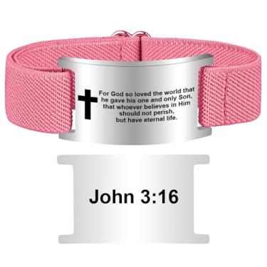 Imagem de Pmormyy Pulseira de cruz com versículo bíblico para mulheres e homens, pulseira ajustável de presente de Jesus é rei cristão WWJD, One Size, Aço inoxidável, Sem Pedra Preciosa