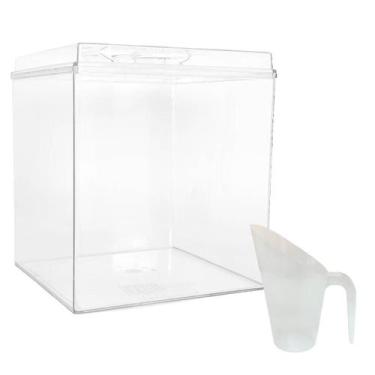 Imagem de Kit Pote Acrílico Quadrado com Tampa 7,4lts + Concha 600ml - Ex Pote