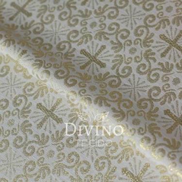 Imagem de Tecido Litúrgico Jacquard Lurex 1,0m x 1,40m larg des 9638 - Pérola - 