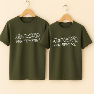 Imagem de Camiseta Blusa Unissex Algodão Estampa Juntos Para Sempre Casal Namora