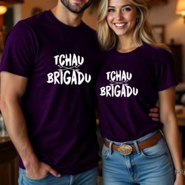 Imagem de Camiseta Algodão Unissex Casal Country Estampa Tchau Brigadu Modinha R