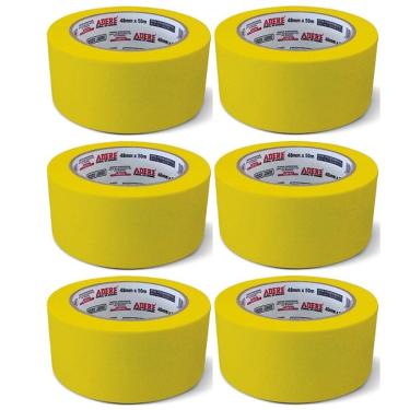 Imagem de Kit 6 Fita Crepe Automotiva A128RA Amarela 48MM X 40M Adere