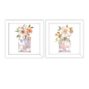 Imagem de Kit 2 Quadros Decorativos Banheiro,toalete,lavabo, Flor 1 (Branco)