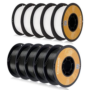 Imagem de POJECITY Filamento de Impressora 3D Kingroon Pla, 10 Rolos, Precisão Dimensional +/- 0,02 Mm, Carretel de 10 Kg (22 Libras), 1,75 Mm, 5 Preto + 5 Branco