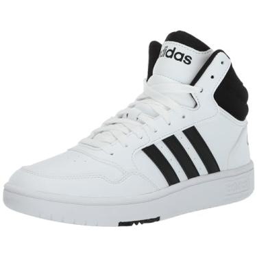 Imagem de adidas Originals Tênis infantil unissex Hoops 3.0 Mid, Branco/Preto/Preto, 13.5 Little Kid