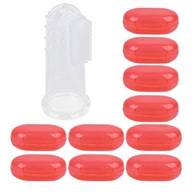 Imagem de Yctze YCTZE 10pcs Escova de Dentes de Dedo Bebê-escovas de Dentes de Silicone Macias para Bebês, Seguros e Não Tóxicos, Ideais para Higiene Oral Recém-nascida (Concha vermelha)