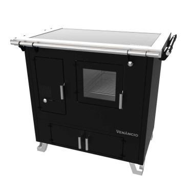 Imagem de Fogão a lenha Nº 02 Bragança Preto Gabinete Chapa Vitrocerâmica FL2B - Venâncio