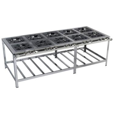 Imagem de Fogão Industrial Stori Premium 10 Bocas 40x40 M17 Aço Inox 430 Metalmaq Fogão Baixa Pressão