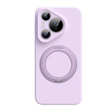 Imagem de LTLMYDAM Capa ultrafina para Huawei Pura 70 Ultra/70 Pro/70 Pro+/70, proteção de lente com tudo incluído, capa de telefone de silicone líquido, com revestimento de fibra de anel, roxo, 70 Ultra