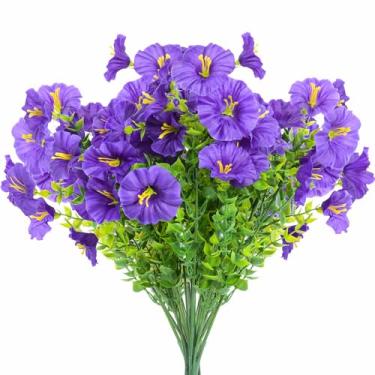 Imagem de SzJias Flores artificiais para atividades ao ar livre, falsas, flores de seda para uso externo, plantas artificiais e flores para decoração (4, roxo)