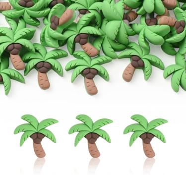 Imagem de Hanycon 50 peças de mini coqueiro, resina, coqueiro, palmeiras, planta artificial de costas planas, para noivas, faixas de cabelo, acessórios para vestidos, acessórios para festa de casamento