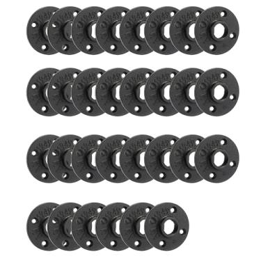 Imagem de Home TZH Flange De Piso Pintado De Preto 3/4, Pacote Com 30 Flanges De Tubo De Ferro Maleável Para Estilo Vintage Industrial, Flanges Com Furo Roscado Para Projeto Faça Você Mesmo/Decoração De Móvei