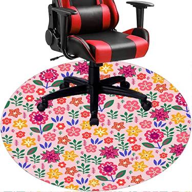 Imagem de Tapete de cadeira de escritório com flores, textura de flor, tapete de cadeira de mesa para piso de madeira de escritório em casa, protetor de piso de pilha baixa, redondo 119 cm