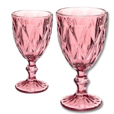 Imagem de Taças de Vidro Lilás 300 ml – Conjunto 2 Unidades Diamond Dona Laura para Água, Suco ou Vinho