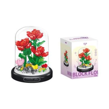 Imagem de Buquê De Rosas Vermelhas Decoração De Mesa Bonsai Romântico Diy Blocos