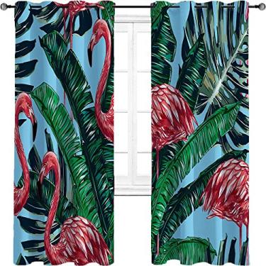 Imagem de Cortinas blackout de palmeira para quarto - isolamento térmico, economia de energia e redução de ruído, tratamento de sombreamento completo cortina de isolamento de cozinha, L 182 x C 84 polegadas