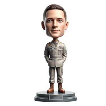 Imagem de Bobblehead militar personalizado feito à mão a partir da sua foto, presente incrível para pai, namorado, irmão, honorável, para respeitar o dever de bravura e o orgulho militar