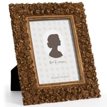 Imagem de Realyoo Porta-retrato 12 x 18 cm, moldura de resina estilo vintage para exibição de mesa, presente de casamento, presente de casamento, dia das mães, sala de estar, quarto, prateleira, lembrança, ouro