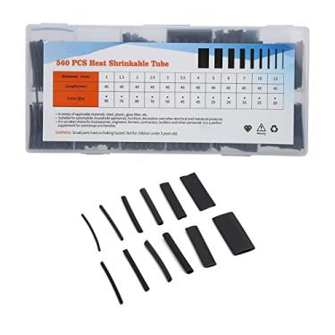 Imagem de Tubos de Encolhimento de Calor, Embrulho de Encolhimento de Cabo de 560pcs, Tubo de Encolhimento de Calor Preto de Tamanho de Vários Tamanhos Tenaz Segura Fáceis, Fios à Prova de Ferrugem,