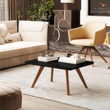 Imagem de Mesa Centro Decor Retangular Preta Madeira MDF Moderna