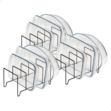 Imagem de Suporte de Tampas e Refratários - Kit com 3 Peças Pretas para Melhorar